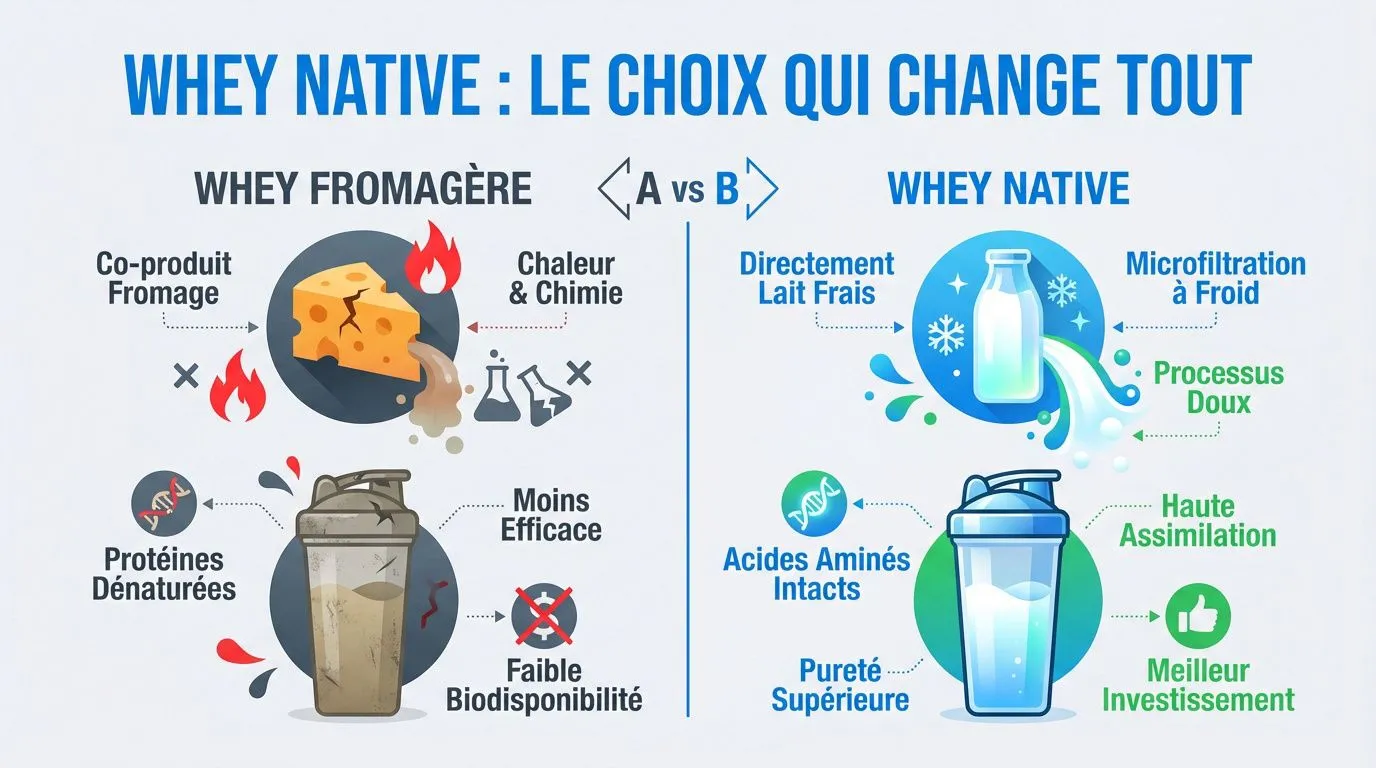 Comparaison entre whey native et whey fromagère pour la musculation