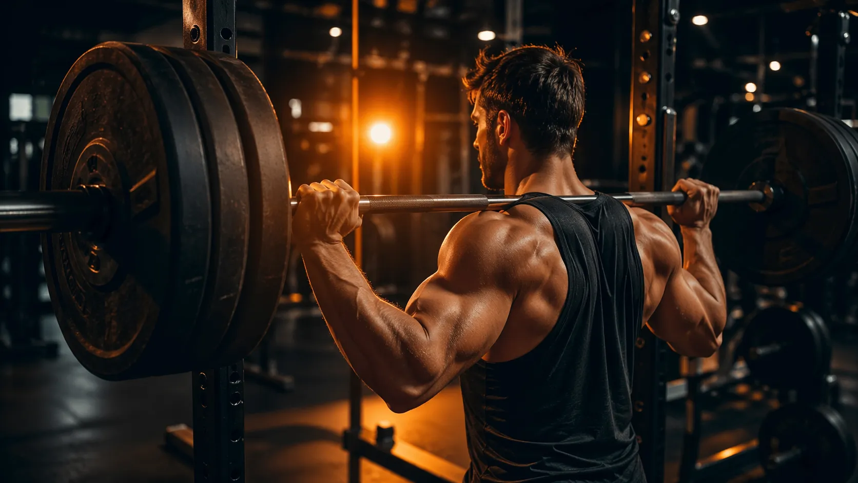 Sportif en salle de musculation augmentant sa force et ses performances avec la créatine monohydrate Creapure®