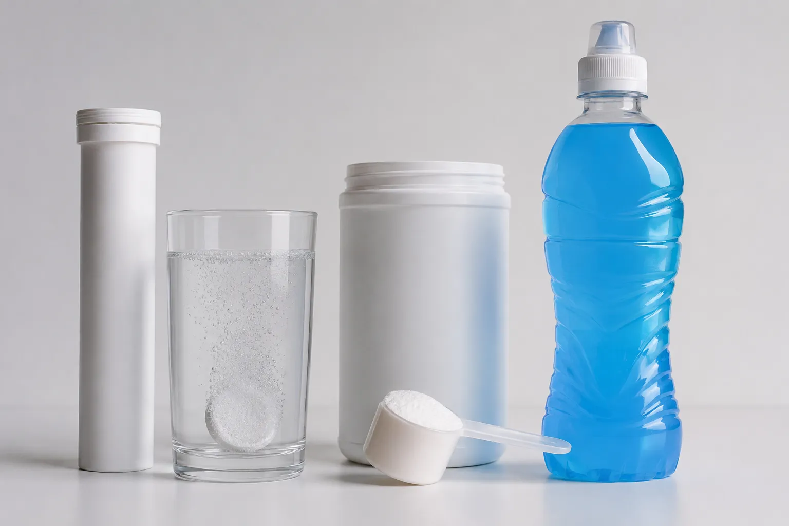 Comprimés effervescents, poudre et boisson isotonique d'électrolytes