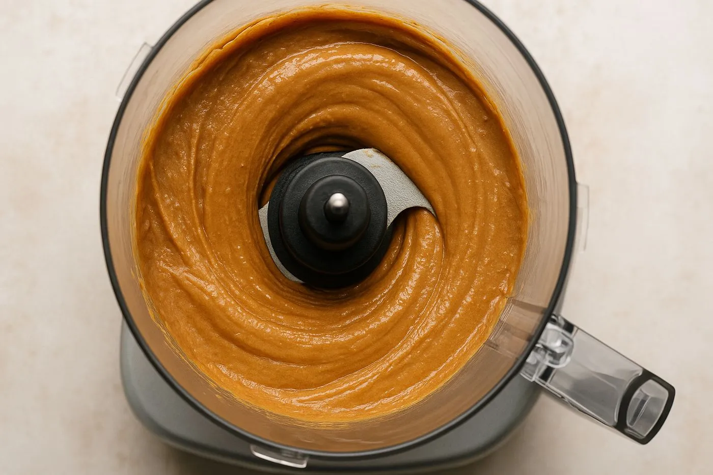 Mixage de la base humide des energy balls protéinées cacahuète chocolat