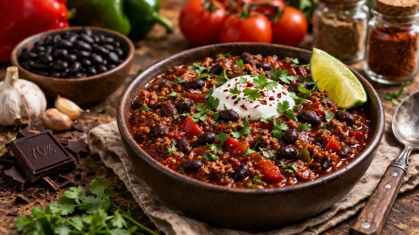Chili con carne protéiné aux haricots noirs